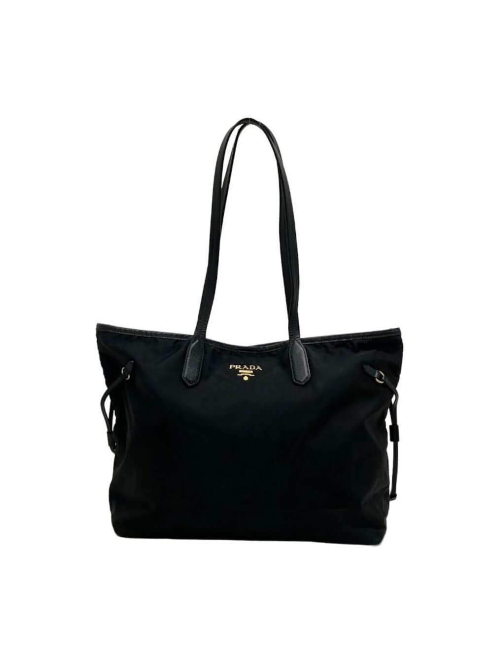 Prada Tote Bag Black Leather Tag